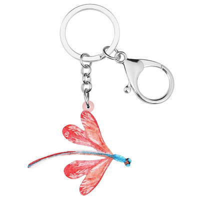 Bonsny akrilni crveni vilin konjic privjesak za ključeve dugi kukac životinja privjesak za ključeve nakit poklon za žene ljubavnice za djecu rođendanska poklon torba privjesci