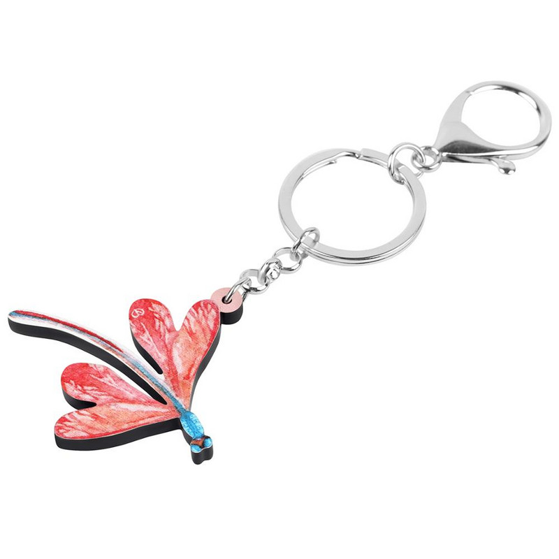 Bonsny akrilni crveni vilin konjic privjesak za ključeve dugi kukac životinja privjesak za ključeve nakit poklon za žene ljubavnice za djecu rođendanska poklon torba privjesci
