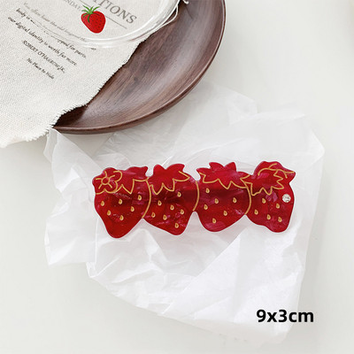 Cute Sweet Girl Retro Cristal Căpșuni Agrafă laterală Acetat Clip de păr Breton Clip Femei Accesorii de păr Bijuterii de păr Y2K