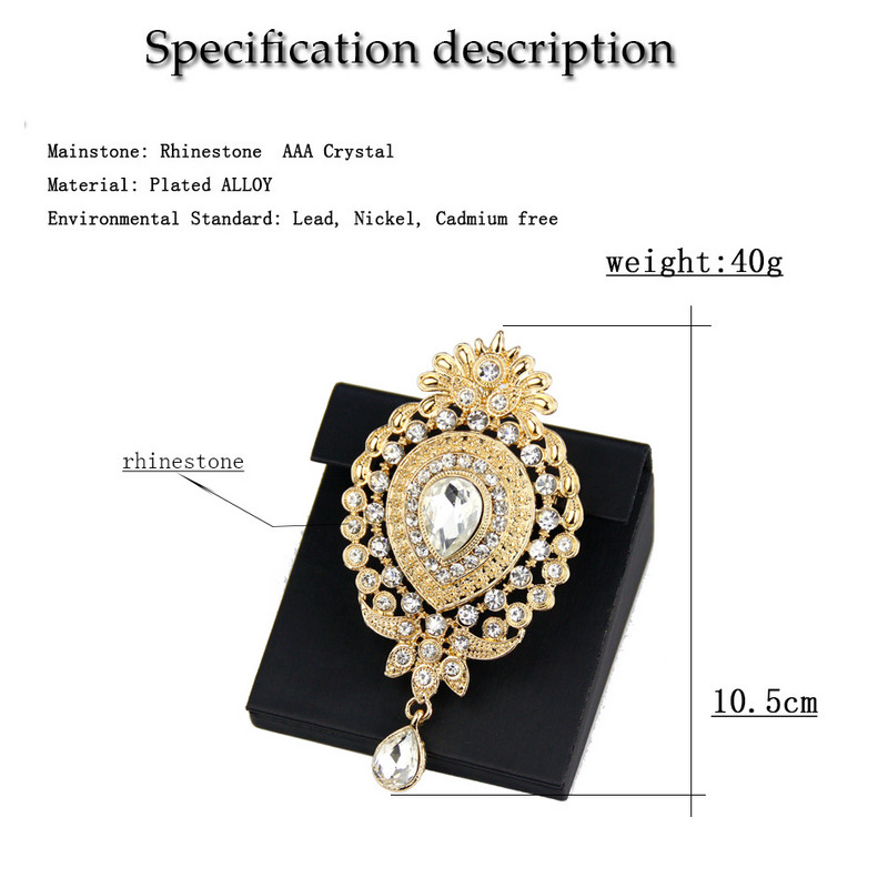 Sunspicems 2021 Arany Ezüst Szín Marokkó Kristály Bross Pins Női Kaftán Ékszer Arab Virág Bross Esküvői bizsu ajándék