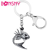 BONSNY Halloween acrilic drăguț craniu schelet pește cercei modă Big Drop Dangle bijuterii noutate pentru femei, fete, adolescenți, cadouri