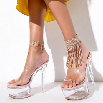 Boho Rhinestone Tasel Tassel Chain Foot Jewelry For Women Bling Bijoux Femme Sandals Готически крак Гривна за глезена Чар Сребърен подарък