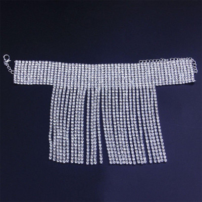 Boho vještački dijamant s kićankama s lancem za gležnjeve Nakit za noge za žene Bling Bijoux Femme sandale Goth noge Narukvica za gležanj Šarm Srebrni dar