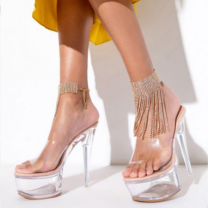 Boho vještački dijamant s kićankama s lancem za gležnjeve Nakit za noge za žene Bling Bijoux Femme sandale Goth noge Narukvica za gležanj Šarm Srebrni dar