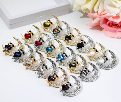 SUNSPICE MS Fashion Animal Crystal Owl Brooch Pins for Women Romantic Scarf Rever Party Jewelry Kids Gift