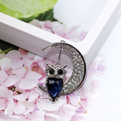 SUNSPICE MS Modne igle za broš s kristalnom sovom u obliku životinje za žene Romantični šal Nakit za zabave s reverom Poklon za djecu
