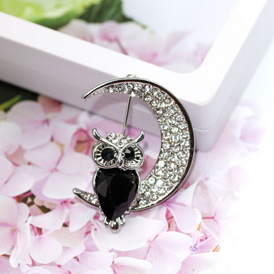 SUNSPICE MS Modne igle za broš s kristalnom sovom u obliku životinje za žene Romantični šal Nakit za zabave s reverom Poklon za djecu