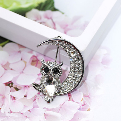 SUNSPICE MS Modne igle za broš s kristalnom sovom u obliku životinje za žene Romantični šal Nakit za zabave s reverom Poklon za djecu