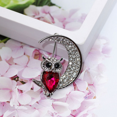 SUNSPICE MS Modne igle za broš s kristalnom sovom u obliku životinje za žene Romantični šal Nakit za zabave s reverom Poklon za djecu