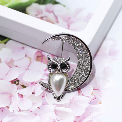 SUNSPICE MS Modne igle za broš s kristalnom sovom u obliku životinje za žene Romantični šal Nakit za zabave s reverom Poklon za djecu