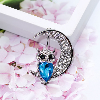 SUNSPICE MS Modne igle za broš s kristalnom sovom u obliku životinje za žene Romantični šal Nakit za zabave s reverom Poklon za djecu