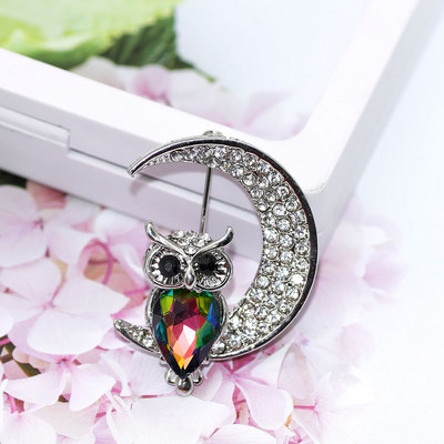 SUNSPICE MS Modne igle za broš s kristalnom sovom u obliku životinje za žene Romantični šal Nakit za zabave s reverom Poklon za djecu