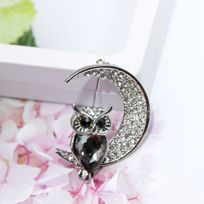 SUNSPICE MS Modne igle za broš s kristalnom sovom u obliku životinje za žene Romantični šal Nakit za zabave s reverom Poklon za djecu