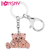 Bonsny Akrilni Valentinovo Dvostruki ljubavnik Medvjed Privjesci za ključeve Životinjski privjesci za žene Djevojka Tinejdžerka Torba Ukrasi za automobil Privjesci Poklon