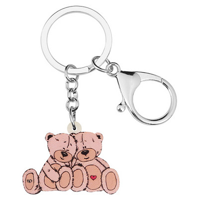 Bonsny Akrilni Valentinovo Dvostruki ljubavnik Medvjed Privjesci za ključeve Životinjski privjesci za žene Djevojka Tinejdžerka Torba Ukrasi za automobil Privjesci Poklon