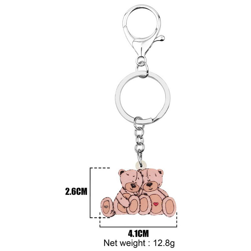 Bonsny Akrilni Valentinovo Dvostruki ljubavnik Medvjed Privjesci za ključeve Životinjski privjesci za žene Djevojka Tinejdžerka Torba Ukrasi za automobil Privjesci Poklon