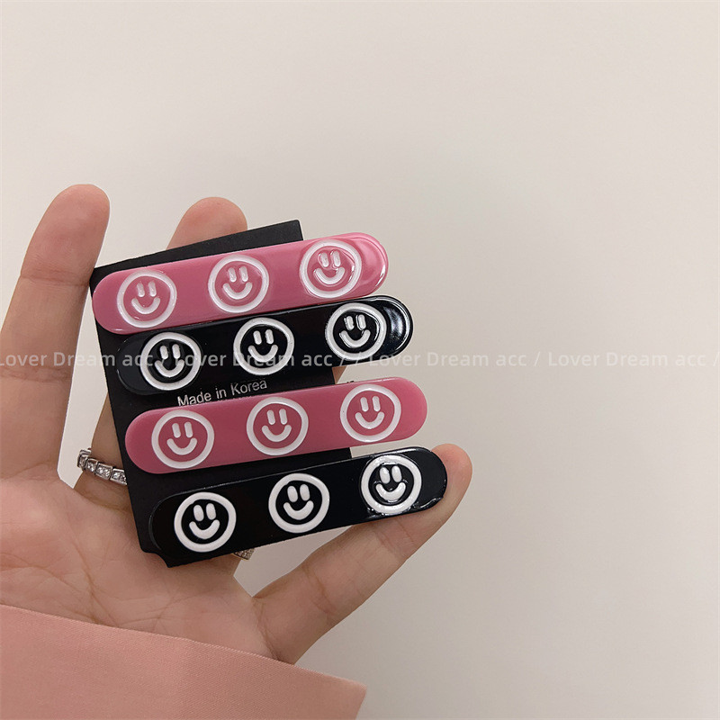 2023 Noua modă de primăvară roz cu fața zâmbitoare din rășină Agrafe pentru picior de rață Accesorii de păr pentru femei Cadou de petrecere de aniversare pentru fete