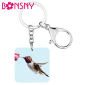 Bonsny akrilni četvrtasti privjesci za ptice kolibri privjesak za ključeve slatka životinja privjesak za ključeve nakit za žene djevojke poklon ukras torbice