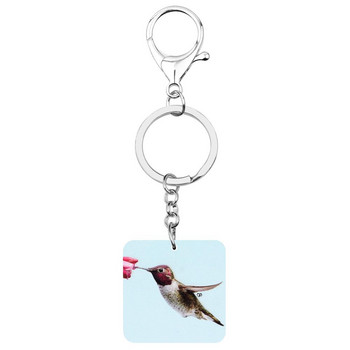 Bonsny Ακρυλικό Τετράγωνο Κολίμπρι Bird Keychains Μπρελόκ Χαριτωμένο ζωικό κοσμήματα με μπρελόκ για γυναίκες κορίτσια Δώρο Διακόσμηση τσάντας