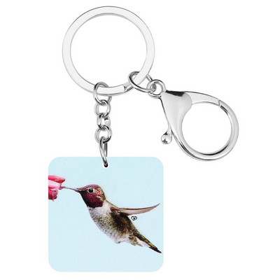 Bonsny akrilni četvrtasti privjesci za ptice kolibri privjesak za ključeve slatka životinja privjesak za ključeve nakit za žene djevojke poklon ukras torbice