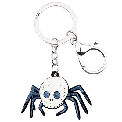 Bonsny Acrilic Craniu de Halloween Păianjen Breloc Breloc Inel Decor Animal Bijuterii Pentru Femei Fete Geantă Breloc Mașină Comerț cu ridicata