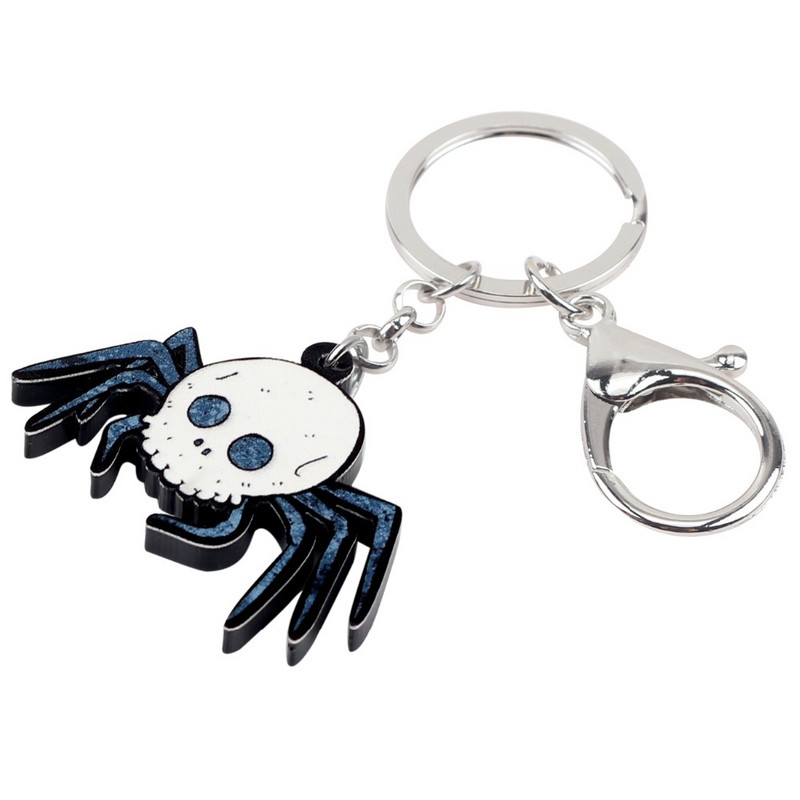 Bonsny Acrilic Craniu de Halloween Păianjen Breloc Breloc Inel Decor Animal Bijuterii Pentru Femei Fete Geantă Breloc Mașină Comerț cu ridicata