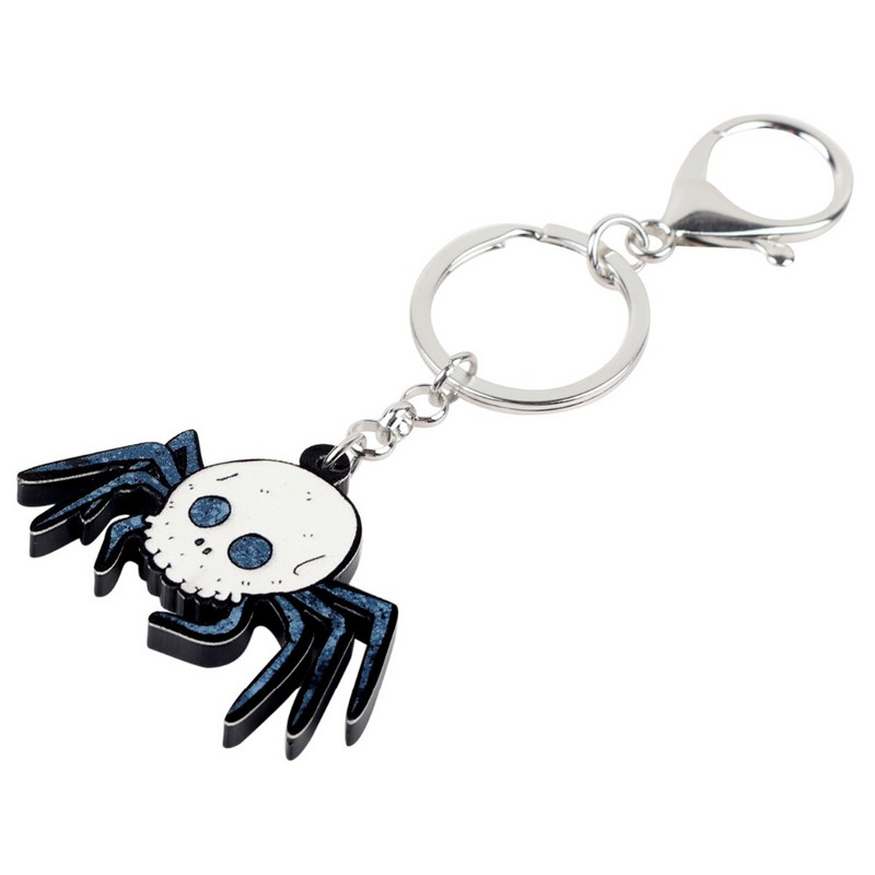 Bonsny Acrilic Craniu de Halloween Păianjen Breloc Breloc Inel Decor Animal Bijuterii Pentru Femei Fete Geantă Breloc Mașină Comerț cu ridicata