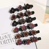 1 τμχ Μόδα Γυναικείες πλεξούδα με στρας λουλούδια φουρκέτες Barrettes για κορίτσι Γλυκά κομψά κτυπήματα Κλιπ κεφαλής Αξεσουάρ μαλλιών