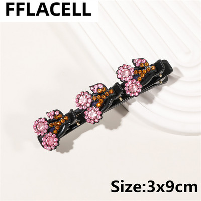 1 τμχ Μόδα Γυναικείες πλεξούδα με στρας λουλούδια φουρκέτες Barrettes για κορίτσι Γλυκά κομψά κτυπήματα Κλιπ κεφαλής Αξεσουάρ μαλλιών