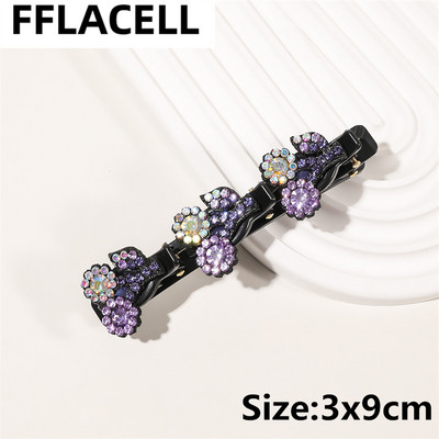 1 τμχ Μόδα Γυναικείες πλεξούδα με στρας λουλούδια φουρκέτες Barrettes για κορίτσι Γλυκά κομψά κτυπήματα Κλιπ κεφαλής Αξεσουάρ μαλλιών