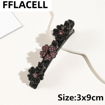 1 τμχ Μόδα Γυναικείες πλεξούδα με στρας λουλούδια φουρκέτες Barrettes για κορίτσι Γλυκά κομψά κτυπήματα Κλιπ κεφαλής Αξεσουάρ μαλλιών