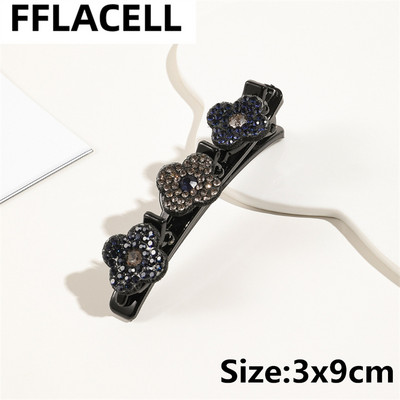 1 τμχ Μόδα Γυναικείες πλεξούδα με στρας λουλούδια φουρκέτες Barrettes για κορίτσι Γλυκά κομψά κτυπήματα Κλιπ κεφαλής Αξεσουάρ μαλλιών