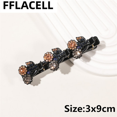 1 τμχ Μόδα Γυναικείες πλεξούδα με στρας λουλούδια φουρκέτες Barrettes για κορίτσι Γλυκά κομψά κτυπήματα Κλιπ κεφαλής Αξεσουάρ μαλλιών