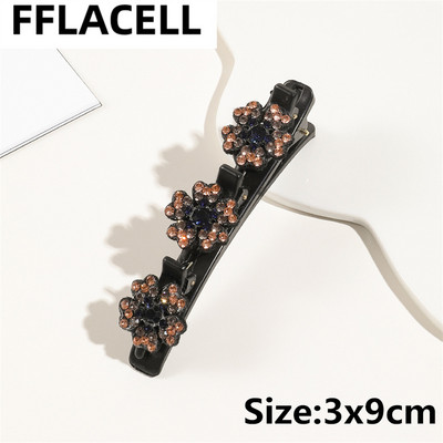 1 τμχ Μόδα Γυναικείες πλεξούδα με στρας λουλούδια φουρκέτες Barrettes για κορίτσι Γλυκά κομψά κτυπήματα Κλιπ κεφαλής Αξεσουάρ μαλλιών