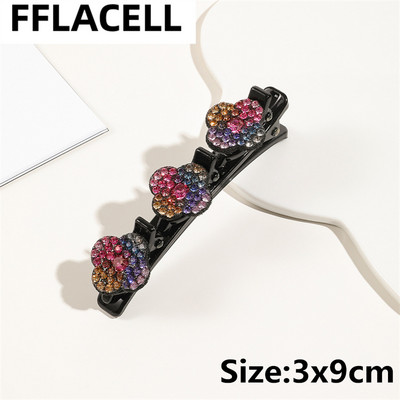 1 τμχ Μόδα Γυναικείες πλεξούδα με στρας λουλούδια φουρκέτες Barrettes για κορίτσι Γλυκά κομψά κτυπήματα Κλιπ κεφαλής Αξεσουάρ μαλλιών