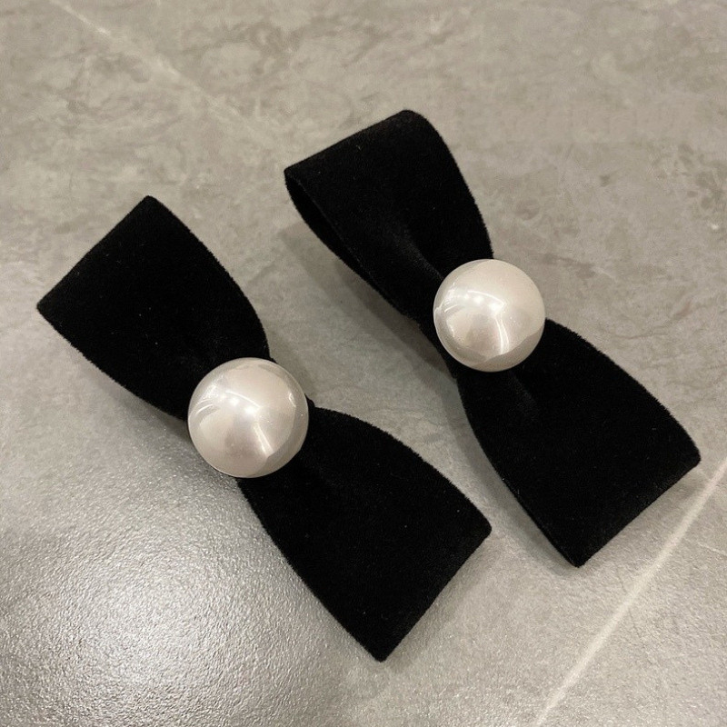 Francuski retro temperament Pearl Baršunasta mašna Ukosnica za žene Crna mašna Pačji kljun Stezaljke Ukosnice Ukosnice Dodaci za kosu