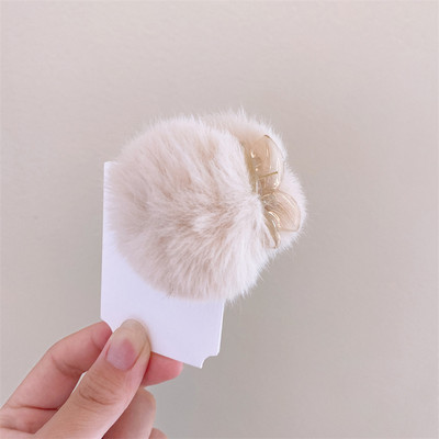 Slatka mini plišana lopta Ukosnica Faux Rex Zečja dlaka Kandže Šiške Kopča Korejska jesen zima Trešnja Plišana kopča Ženski dodaci za kosu