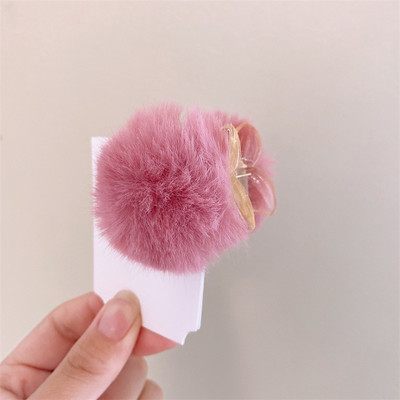 Slatka mini plišana lopta Ukosnica Faux Rex Zečja dlaka Kandže Šiške Kopča Korejska jesen zima Trešnja Plišana kopča Ženski dodaci za kosu