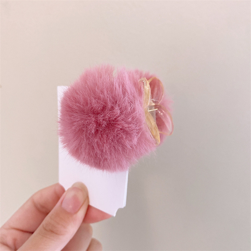 Slatka mini plišana lopta Ukosnica Faux Rex Zečja dlaka Kandže Šiške Kopča Korejska jesen zima Trešnja Plišana kopča Ženski dodaci za kosu
