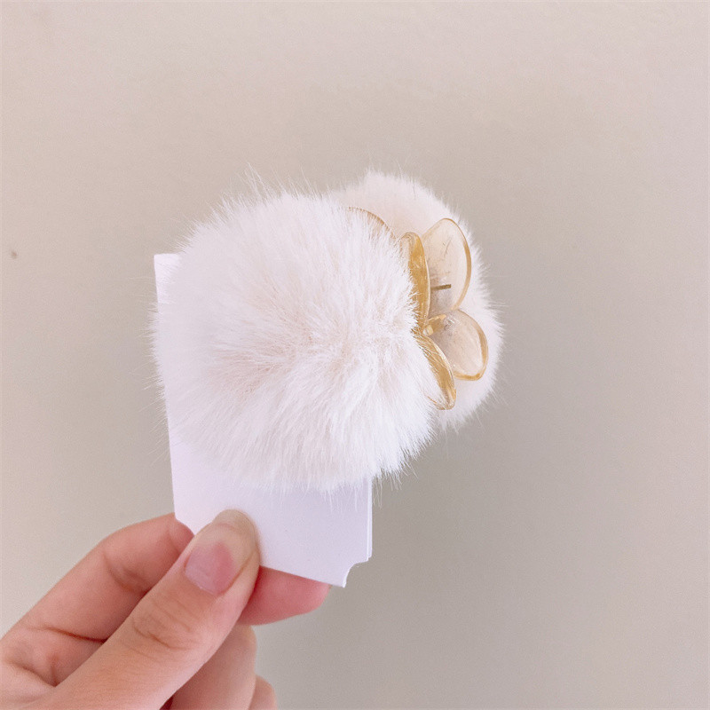 Slatka mini plišana lopta Ukosnica Faux Rex Zečja dlaka Kandže Šiške Kopča Korejska jesen zima Trešnja Plišana kopča Ženski dodaci za kosu