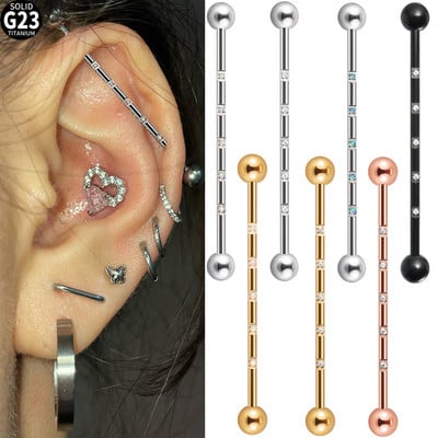 16G G23 Titanium Industrial Barbell Cercei Piercing 38mm Straight Bar 5 Opal Gem Cartilage Cerceu Piercing ureche Bijuterii pentru corp