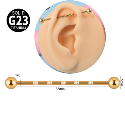 16G G23 titan Industrijske naušnice s utegom za piercing 38 mm ravna šipka 5 Opal Gem Naušnice s hrskavicom Nakit za tijelo