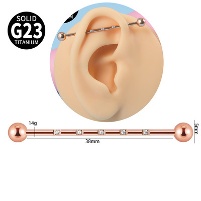 16G G23 titan Industrijske naušnice s utegom za piercing 38 mm ravna šipka 5 Opal Gem Naušnice s hrskavicom Nakit za tijelo