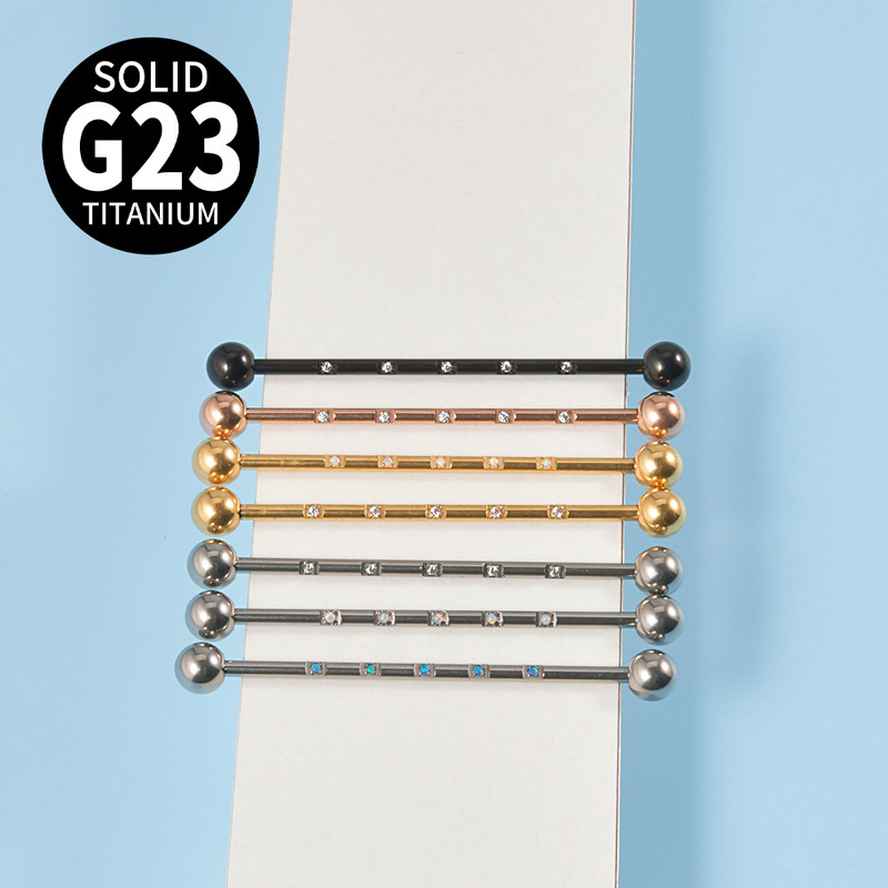 16G G23 titan Industrijske naušnice s utegom za piercing 38 mm ravna šipka 5 Opal Gem Naušnice s hrskavicom Nakit za tijelo
