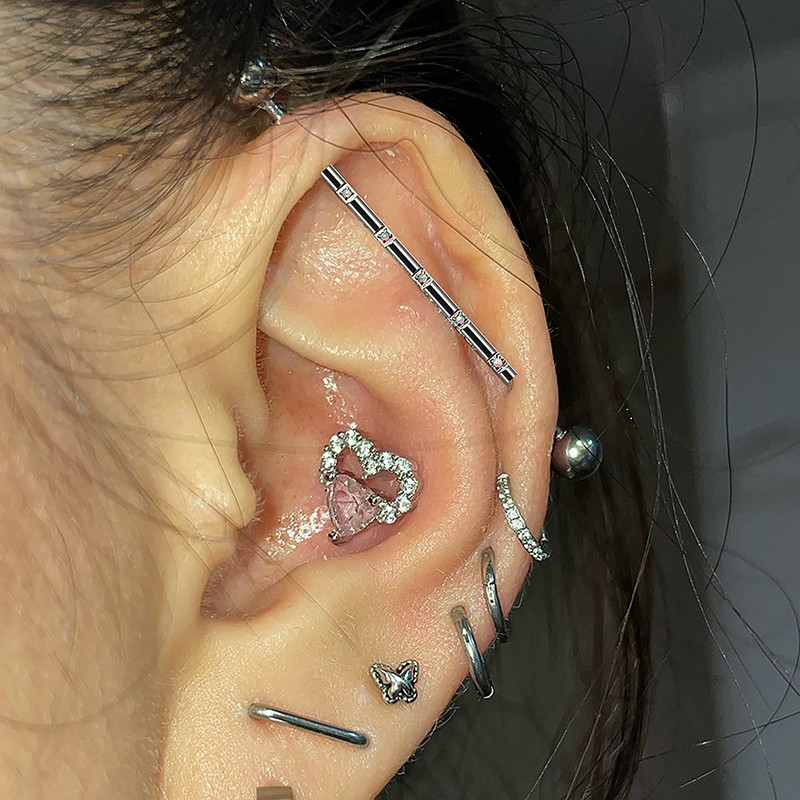 16G G23 titan Industrijske naušnice s utegom za piercing 38 mm ravna šipka 5 Opal Gem Naušnice s hrskavicom Nakit za tijelo