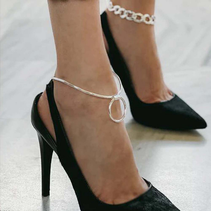 Modni nepravilni okrugli metalni gležanj Nožni lanac Veliki krug Šarm Ženske bosonoge sandale Narukvica Gležanj na nozi Nakit za plažu