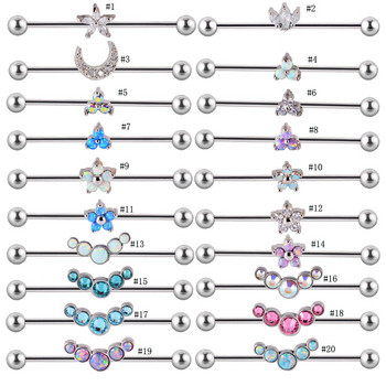 1 τεμ. εμφυτεύματος Titanium Industrial Barbell Tragus Cartilage Earrings Piercing Opal CZ Gem Flower Oreja Bars 14gX36mm Κοσμήματα