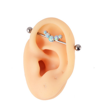 1 τεμ. εμφυτεύματος Titanium Industrial Barbell Tragus Cartilage Earrings Piercing Opal CZ Gem Flower Oreja Bars 14gX36mm Κοσμήματα