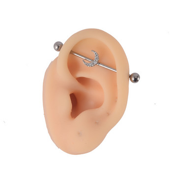 1 τεμ. εμφυτεύματος Titanium Industrial Barbell Tragus Cartilage Earrings Piercing Opal CZ Gem Flower Oreja Bars 14gX36mm Κοσμήματα