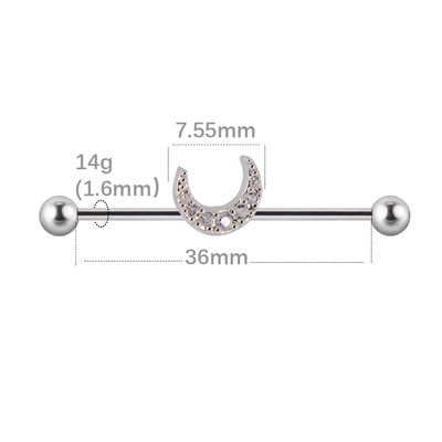 1 buc. Cercei din titan industrial cu mreană pentru tragus cartilaj piercing opal CZ bijuterie floare Oreja bare 14 gX36 mm bijuterii